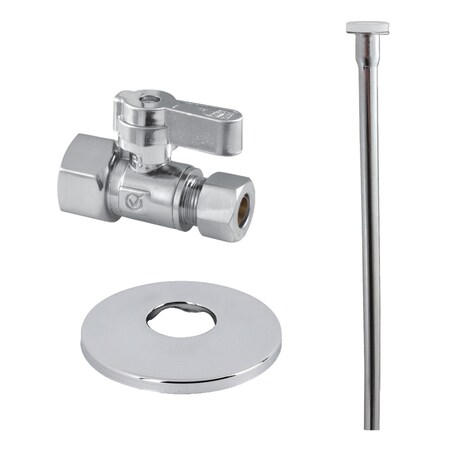 Kingston Brass Toilet Supply Kit, 12 FIP x 38 OD Comp Straight Valve, Polished Chrome KF43151TKF20